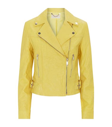 michael kors yellow leather jacket|Michael Kors faux leather jacket.